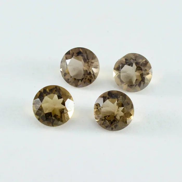 Smoky Quartz 1PC Large 10×10 MM Round Faceted Brown Shine Semi Precious Loose Gemstones