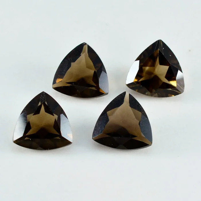 Smoky Quartz 1PC Large 10×10 MM Triangle Faceted Brown Shine Semi Precious Loose Gemstones