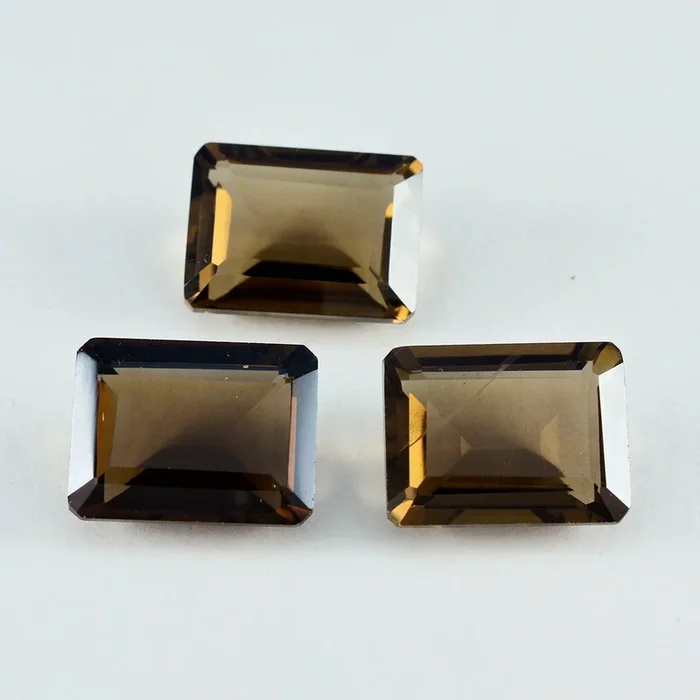 Smoky Quartz 1PC Large 10×12 MM Emerald Faceted Brown Superior Semi Precious Loose Gemstone