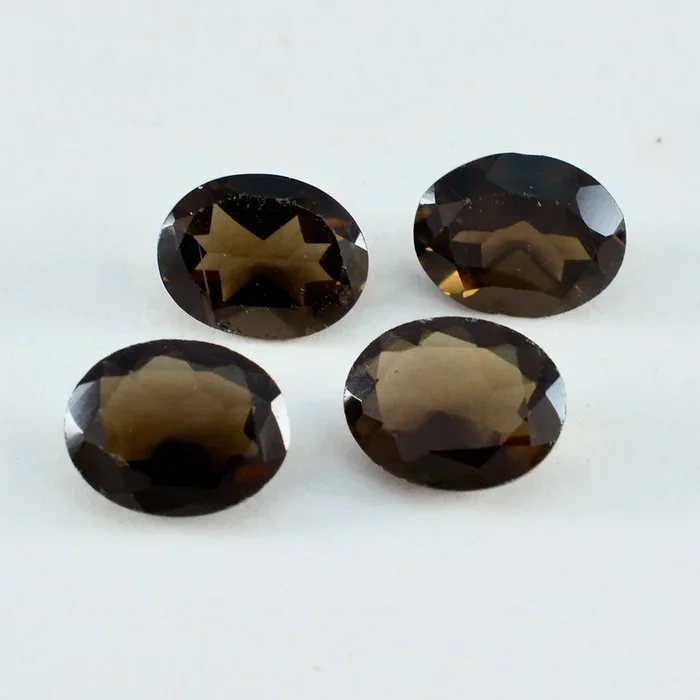 Smoky Quartz 1PC Large 10×12 MM Oval Faceted Brown Fiery Semi Precious Loose Gemstone