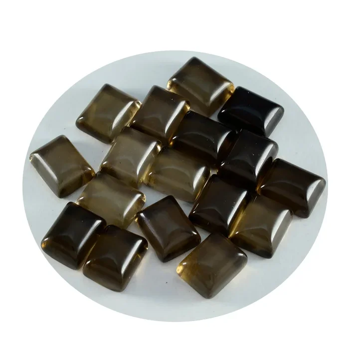 Smoky Quartz 1PC Small 6×9 MM Emerald Cabochon Brown Fine semi Precious Loose Gemstone