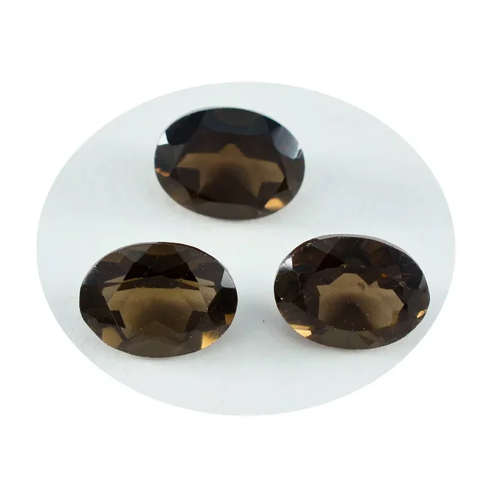 Smoky Quartz 1PC Small 7×9 MM Oval Faceted Brown High-Quality Semi Precious Loose Gems