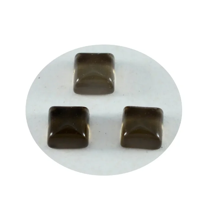 Smoky Quartz 1PC Small 8×8 MM Square Cabochon Brown Shine semi Precious Loose Gemstones