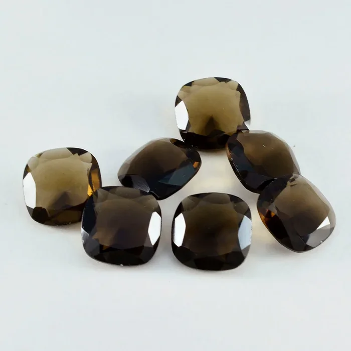 Smoky Quartz 1PC Tiny 5×5 MM Cushion Faceted Brown Sparkling Semi Precious Loose Gemstone