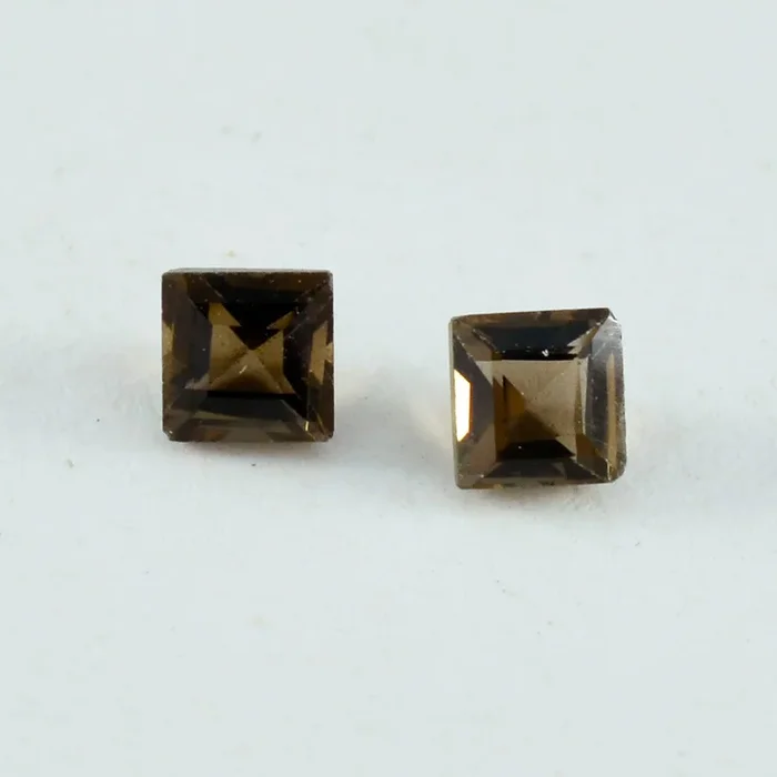 Smoky Quartz 1PC Tiny 6×6 MM Square Faceted Brown Polished Semi Precious Loose Gemstones