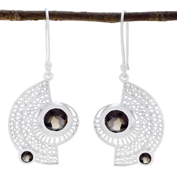 Smoky Quartz Australian Hannah multiple Dangle Brown Sterling Silver Earring
