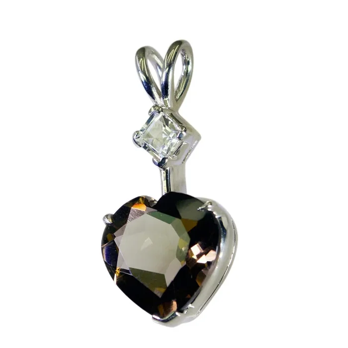 Smoky Quartz Dainty Latin American 92.5 Silver Toi et Moi Zoey wedding Brown Pendant Jewellery