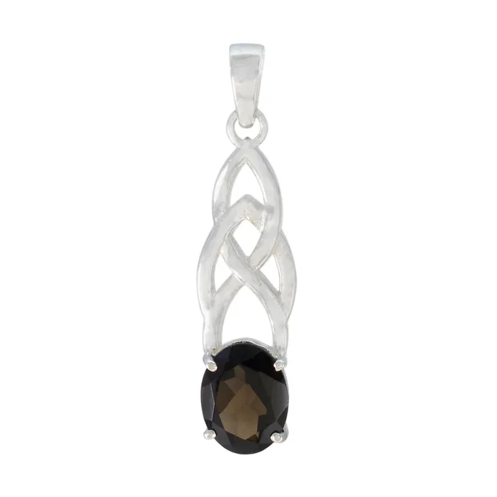 Smoky Quartz Delicate Italian Silver Solitaire Rosa Claddagh Brown Pendant Jewelry