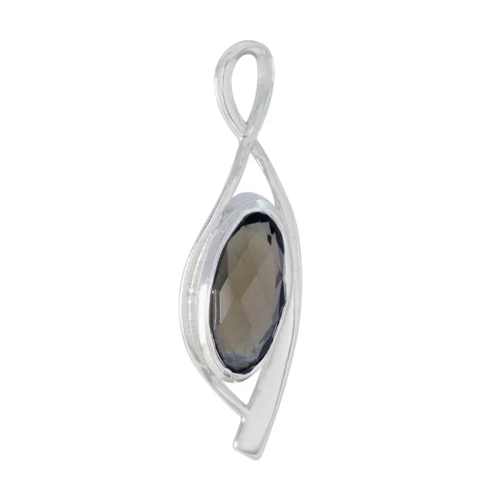Smoky Quartz Delicate Spanish 925 Silver Solitaire Laura Modern Brown Pendant Jewelry