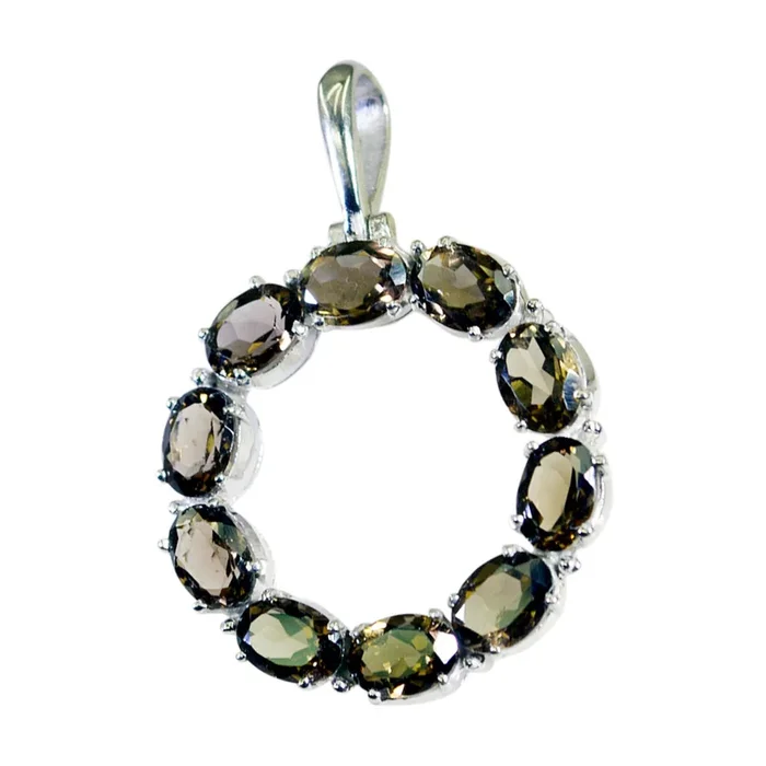 Smoky Quartz Eye-catching Mexican Sterling Silver deka Mariana Bubble Brown Pendant Jewellery