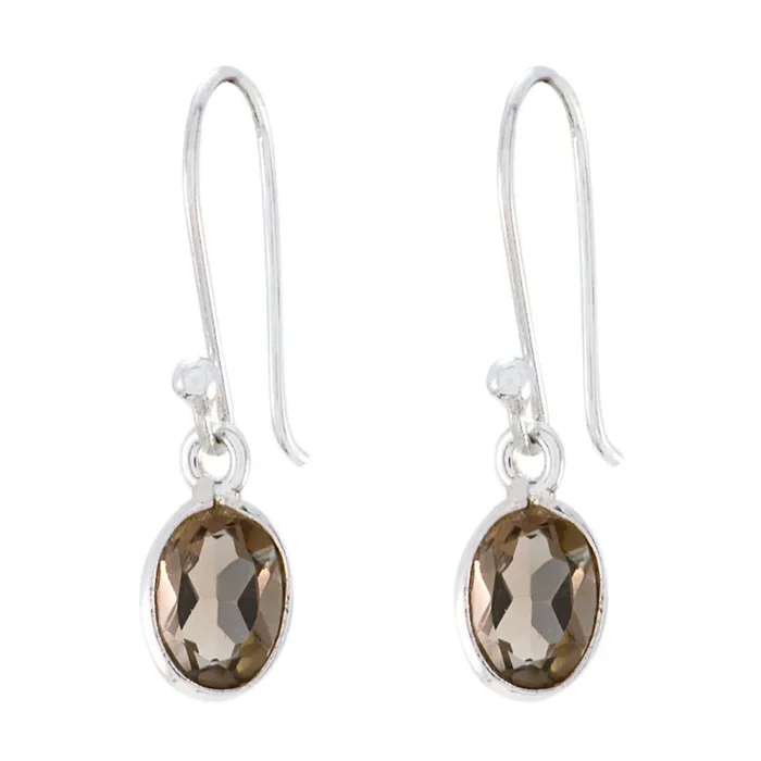 Smoky Quartz Italian Anna multiple Dangle Brown Sterling Silver Earring