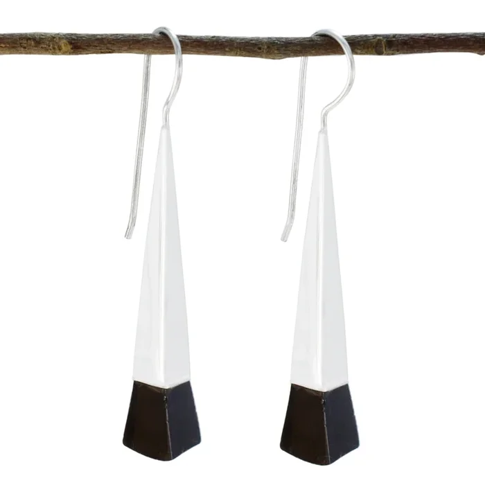 Smoky Quartz Italian Emi Solitaire Dangle Brown 925 Silver Earring