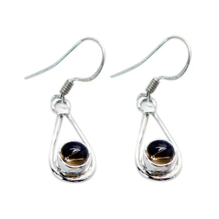 Smoky Quartz Korean Jia multiple Dangle Brown 92.5 Silver Earring