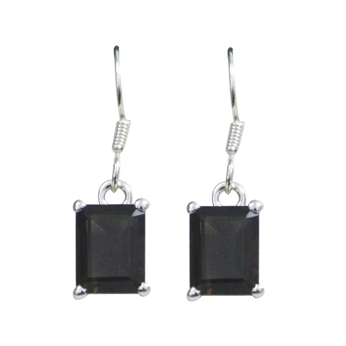 Smoky Quartz Latin American Zoe Solitaire Dangle Brown 925 Sterling Silver Earring