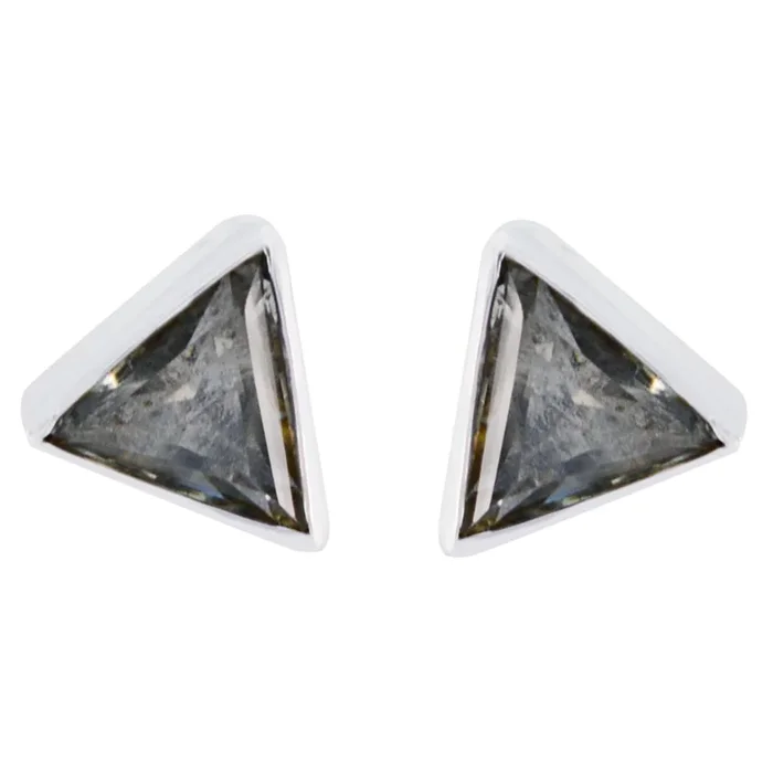 Smoky Quartz Middle Eastern Lourdes Solitaire Stud Brown Silver Earring