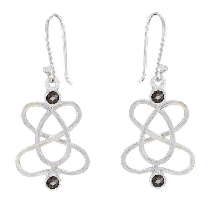Smoky Quartz Moroccan Noelia multiple Dangle Brown 925 Silver Earring