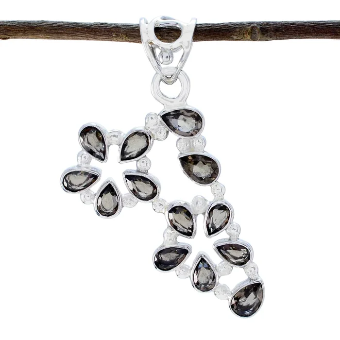 smoky quartz Slim Mexican 92.5 Silver multiple Hanna Luxurious Brown Pendant Jewellery