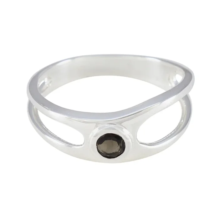 smoky quartz Solitaire American Sterling Silver Brown Gems Dainty Romantic Ring Jewellery