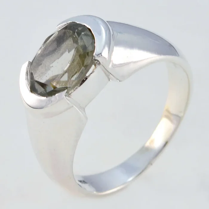 smoky quartz Solitaire Egyptian 925 Silver Brown Gemstone Eye-catching Love Ring Jewellery