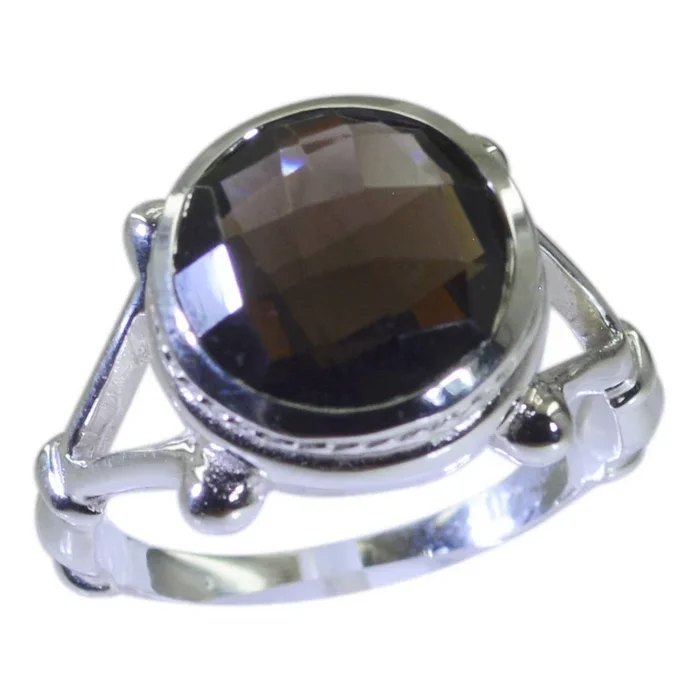 smoky quartz Solitaire German Silver Brown Gemstone Eye-catching Abstract Ring Jewellery