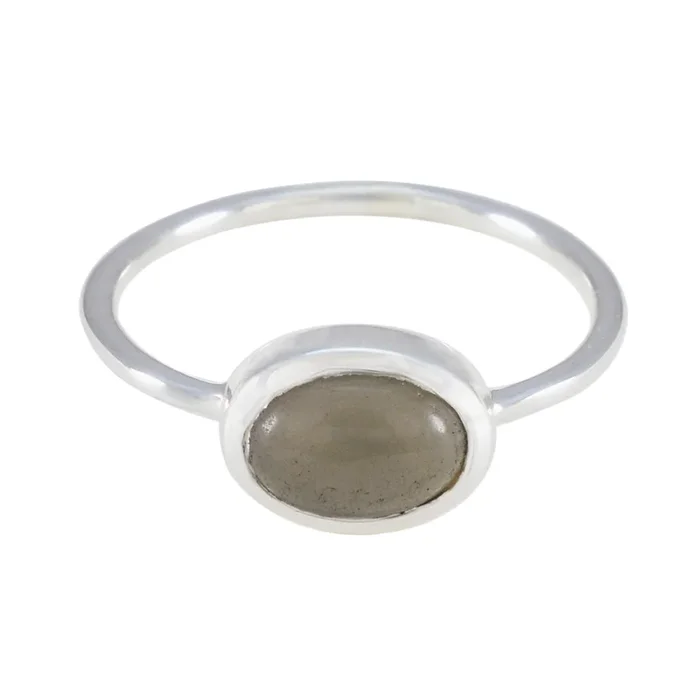 Smoky Quartz Solitaire Korean 92.5 Silver Brown Gemstone Elegant Graceful Ring Jewelry