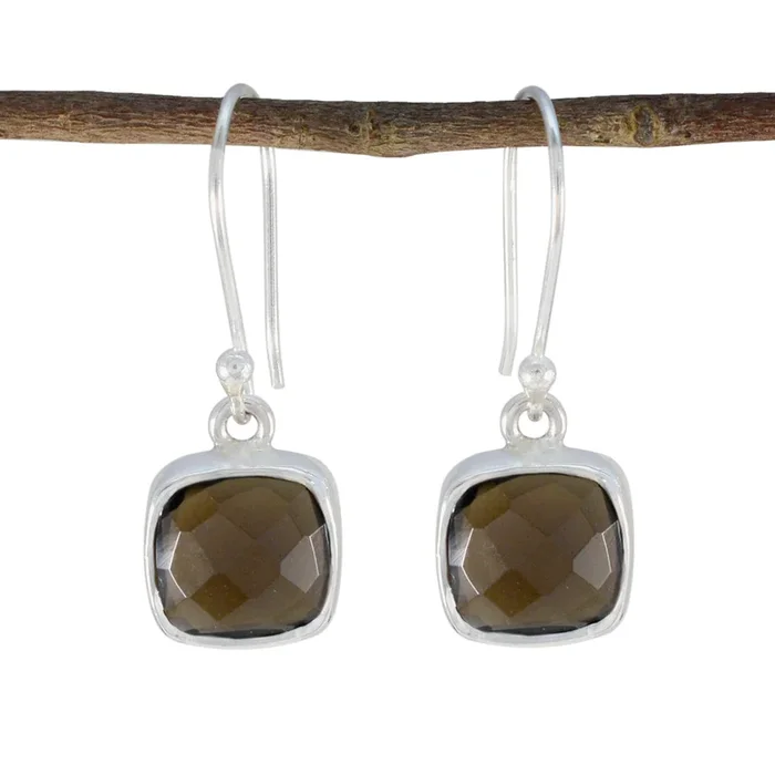 Smoky Quartz Turkish Hua multiple Dangle Brown Silver Earring