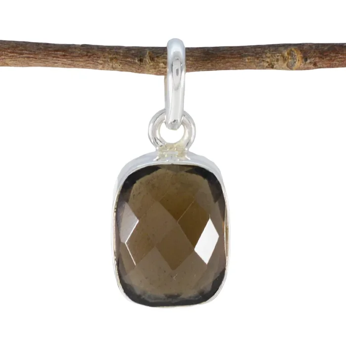 Smoky Quartz Whisper-thin American 925 Silver Solitaire Anna Modern Brown Pendant Jewelry
