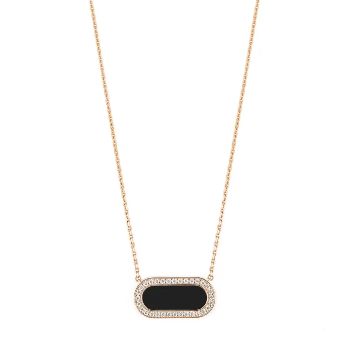 So Shocking Inverso reversible necklace in rose gold, mother-of-pearl diamonds and onyx – Lepage