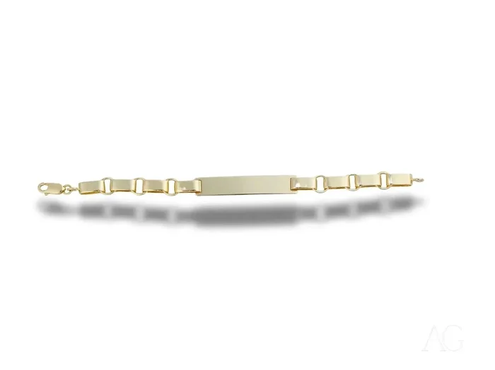 Solid 18k gold kid’s id bracelet with unique chain links