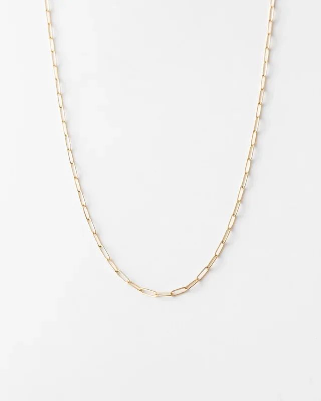 Solid Gold Dainty Paperclip Chain