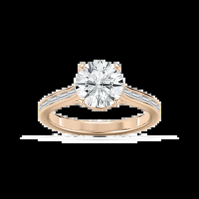 Sophie 2 ¹⁄₄ ctw Round Lab Grown Diamond Channel Set Baguette Side Stone Engagement Ring