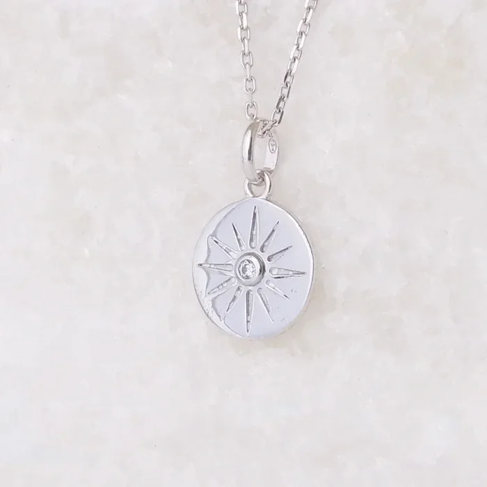 Sparkling Sun charm sterling silver