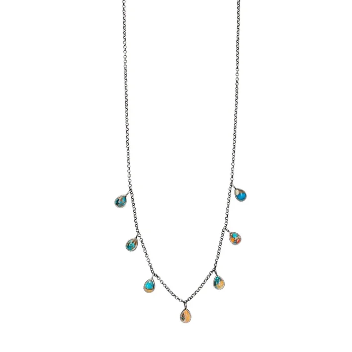 Spiny Oyster Turquoise Teardrops Necklace