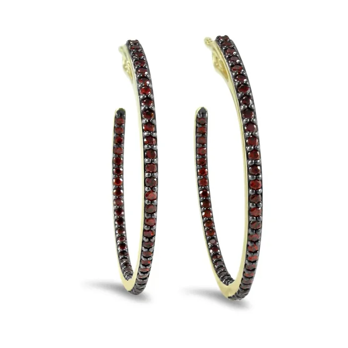 Spirit Pavé Hoop Earring 45mm – 18K Gold Vermeil + CZ Rouge