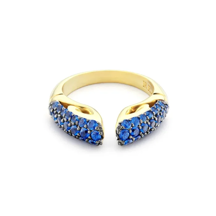 Spirit Pavé Stack Ring 5mm – 18K Gold Vermeil + CZ Azure