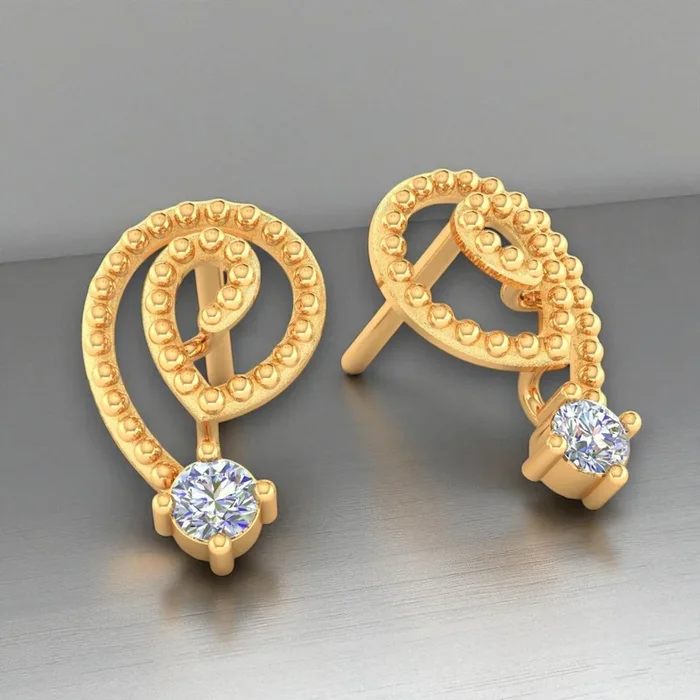 Spirora 14KT (585) Yellow Gold and Certified Natural Diamond Stud Earrings