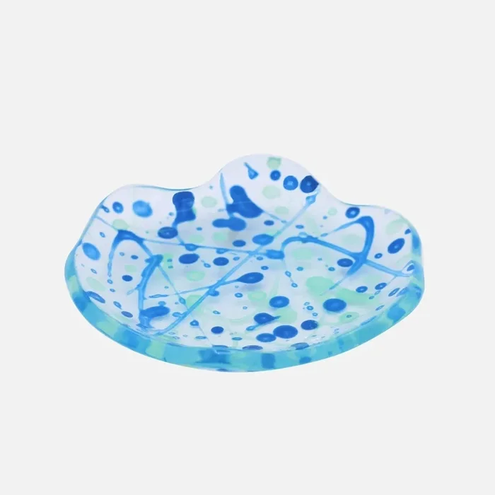 Splatter Glass Tray, Sea Blue