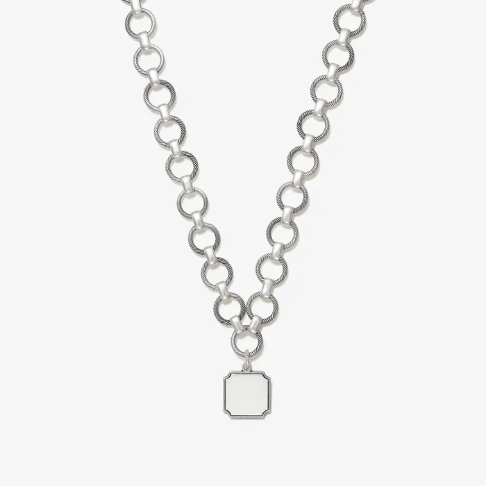 Square Charm Chunky Chain Necklace, 20”