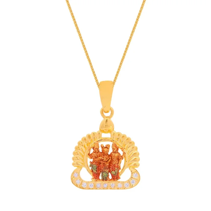 Srinivasa Kalyanam Antique Pendant With CZ in 22K Gold