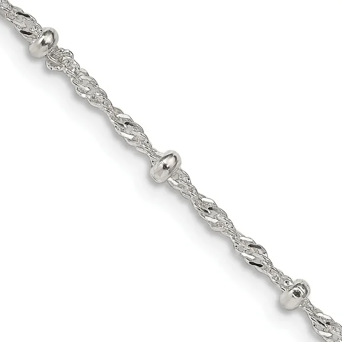 Sterling Silver 20-inch 2.5MM Beaded Singapore Chain