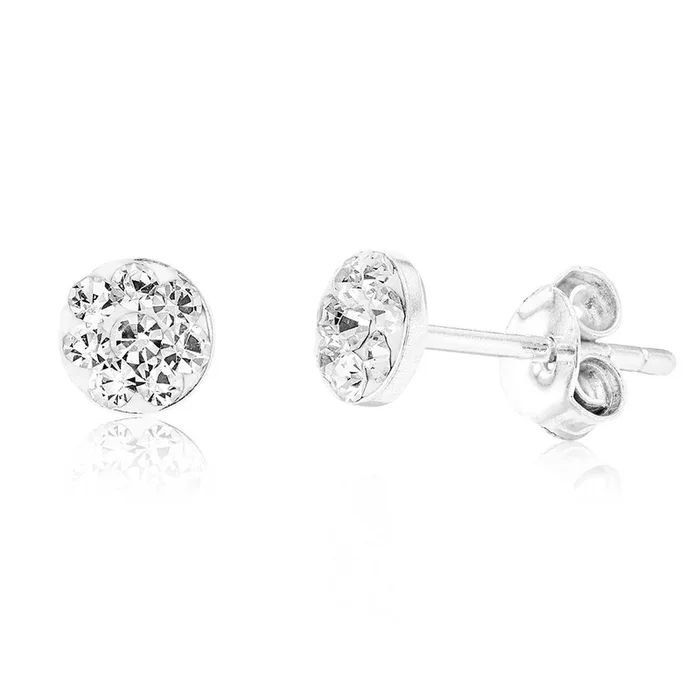 Sterling Silver 5mm White Crystal Stud Earrings