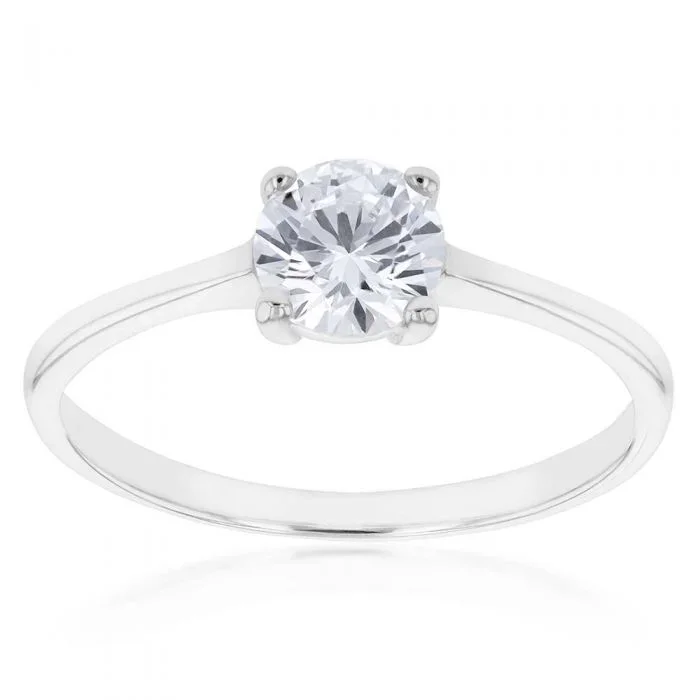 Sterling Silver 6mm 4 Claw Solitaire Zirconia Ring