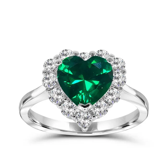 Sterling Silver and Cubic Zirconia Heart Ring