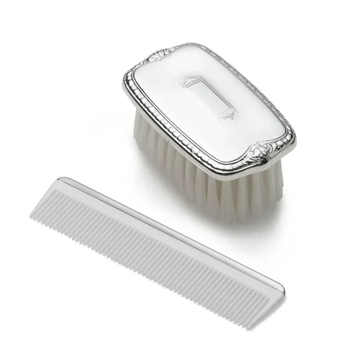 Sterling Silver Boy’s Shield Brush & Comb Set