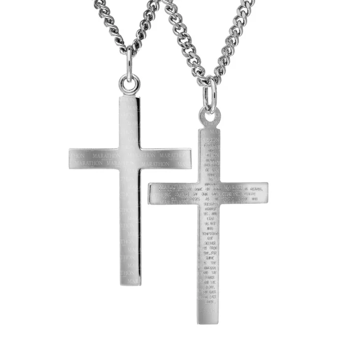 Sterling Silver Cross with “Our Father” Prayer