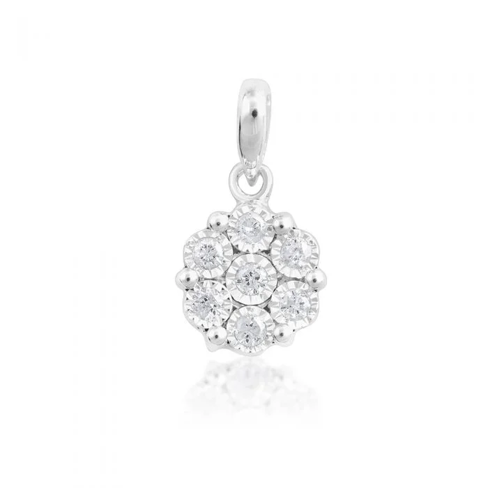 Sterling Silver Diamond Pendant on 46cm Chain