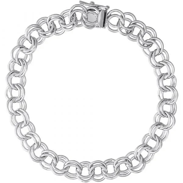 Sterling Silver Double Link Charm Bracelet 7″