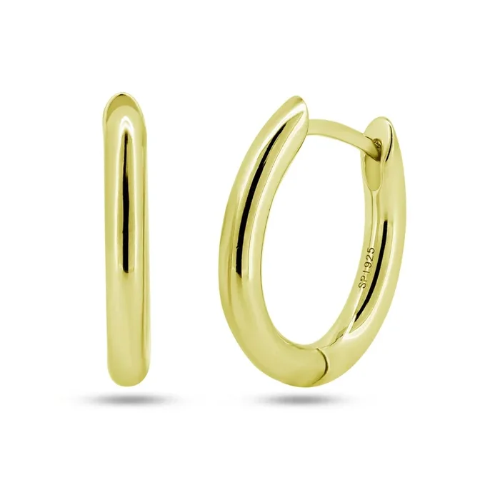 Sterling Silver Gold Plated Oval Hoop Earring – STE01356GP
