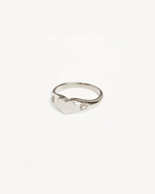 Sterling Silver Heart Signet Ring