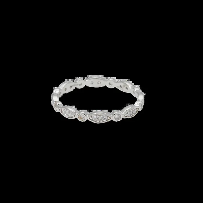 Sterling Silver Marquis and Dot Band